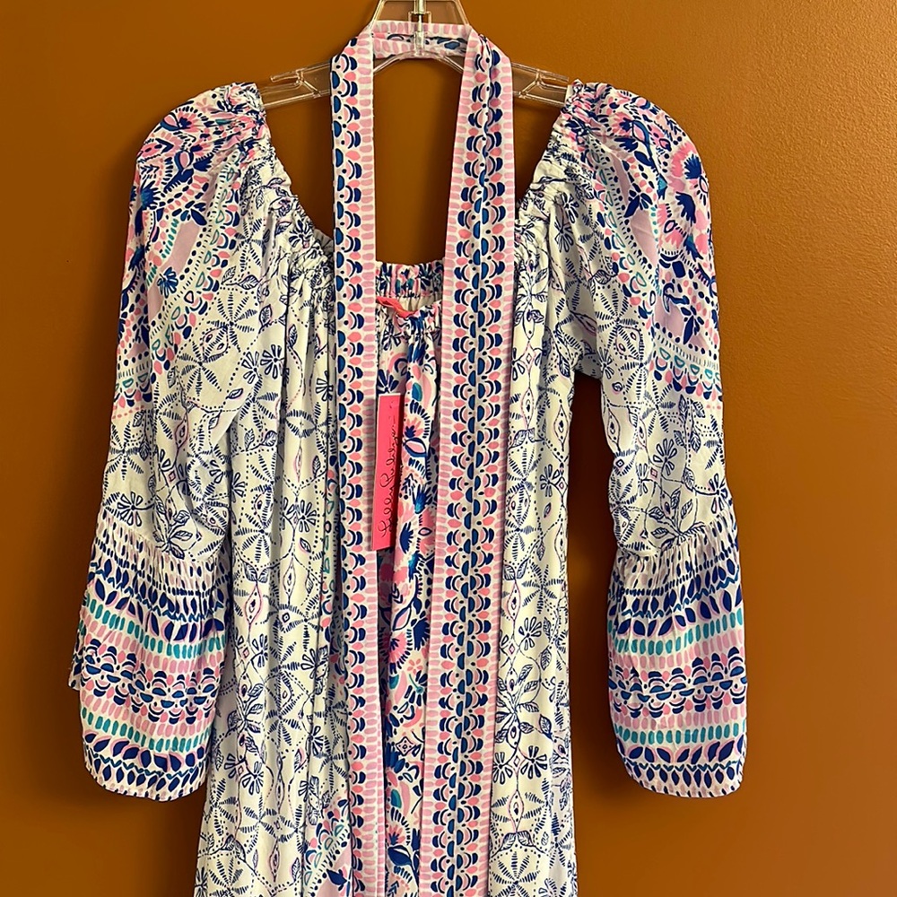 Lilly Pulitzer Abigale midi printed side shoulder dress with belt - Picture 8 of 9